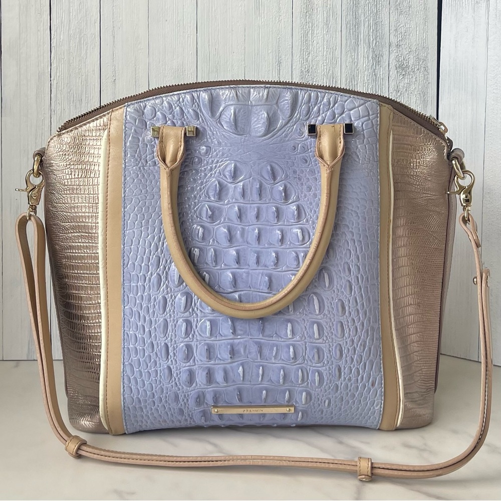 Brahmin Large Women's Satchel Handle Bag - Periwinkle/Fontainebleau